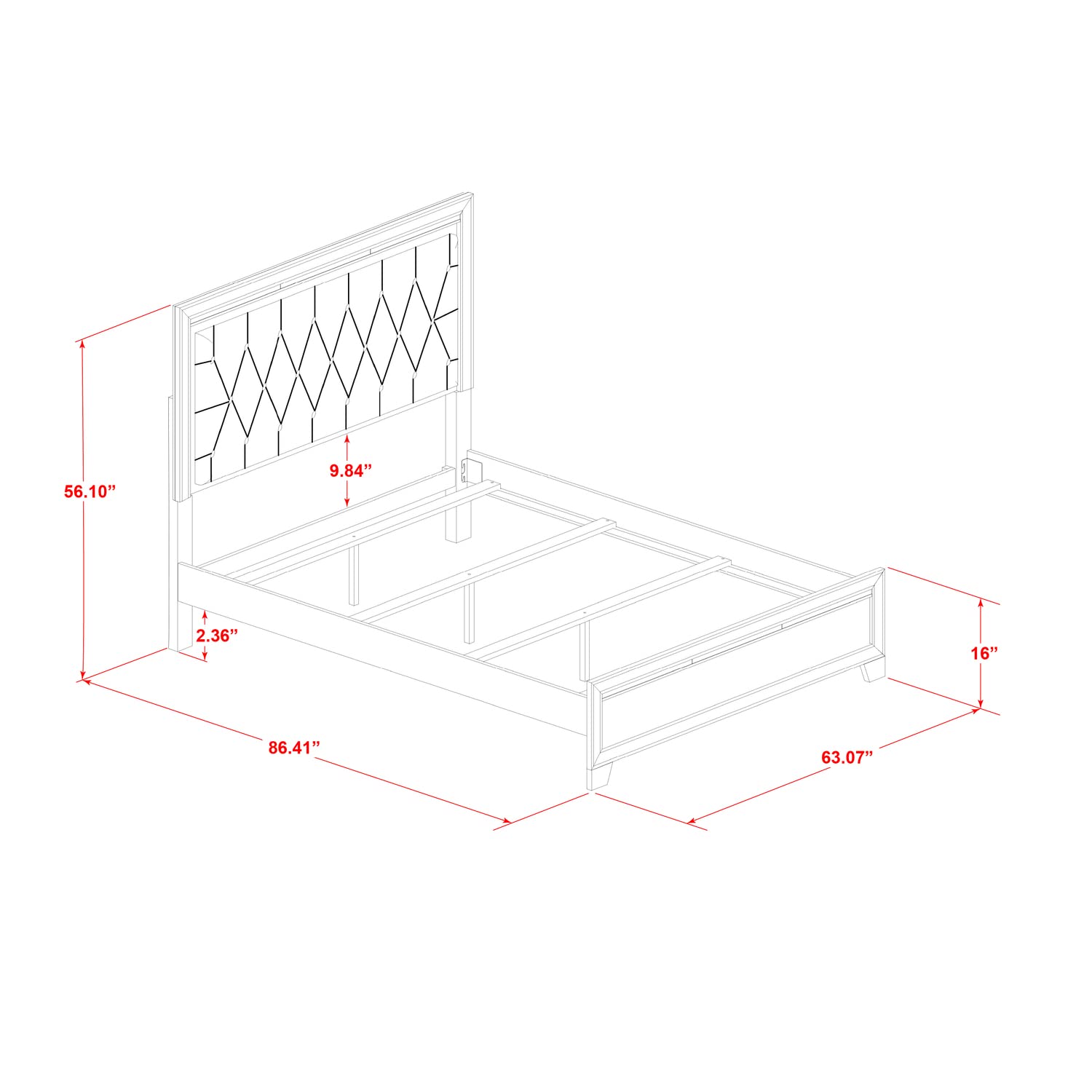 Pandora White Queen Bed Frame with Adjustable LED Headboard by East West Furniture - WoodArtSupply