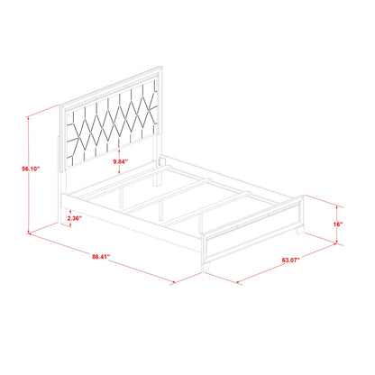 Pandora White Queen Bed Frame with Adjustable LED Headboard by East West Furniture - WoodArtSupply