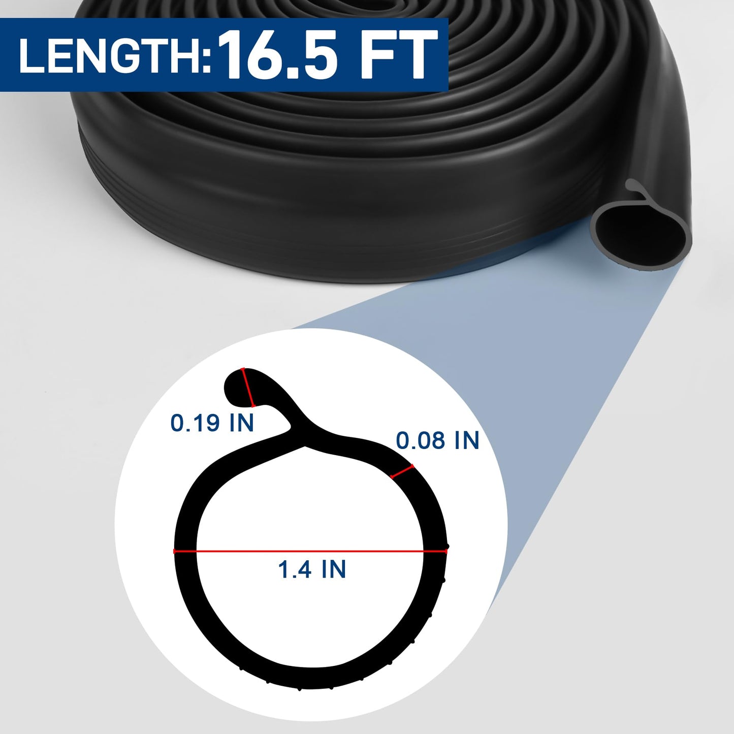 16.5FT Garage Door Bottom Seal Rubber 0.19'' P Bulb Bottom Garage Door Weather Stripping for Overhead Door, Weatherproof Strip Replacement Seal Fits 16.5FT Wide or Smaller Doors (Black) - WoodArtSupply