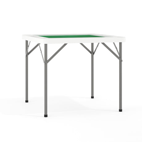 Flash Furniture Silas 34.5" Square Folding Card Table with Felt Green Surface and Cup Holders, Portable Folding Game Table for 4 Players, White/Green Flash Furniture