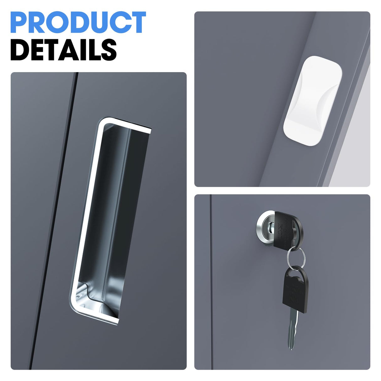 DNA MOTORING Metal Storage Cabinet, 71'' Locking Cabinet with 5 Adjustable Shelves, Metal Cabinet Heavy Duty Utility Cabinet for Garage,Office,Home,Gym, Gray Black, TOOLS-00632-GY-BK DNA MOTORING