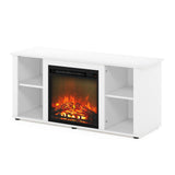 Furinno Jensen Entertainment Center Stand with Fireplace for TV up to 55 Inch, Corded Electric, White Furinno