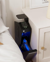 SOOWAY Biometric Pistol Safe Fingerprint Quick Access Gun Safe for Handgun, Drop Down Mounted with 3 Ways Unlock Gun Lock Box for Car, Nightstand, Desk, Wall, Dresser SOOWAY