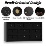 ROMMAK 10 Drawer Double Dresser for Bedroom, 59.1" Wide Dressers & Chests of Drawers with Large Capacity Storage,Black Dresser for Bedroom, Hallway,Black ROMMAK