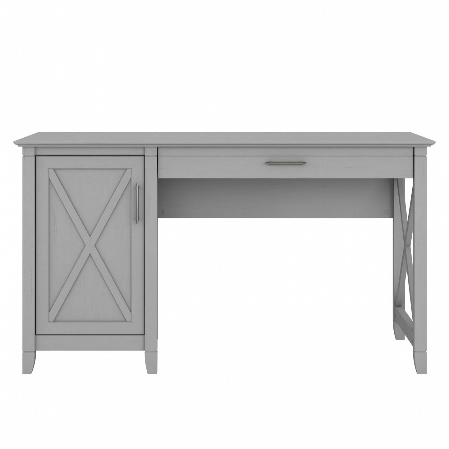 Bush Furniture Key West Computer Desk with Storage | Farmhouse PC Table for Home Office, 54W, Cape Cod Gray - WoodArtSupply