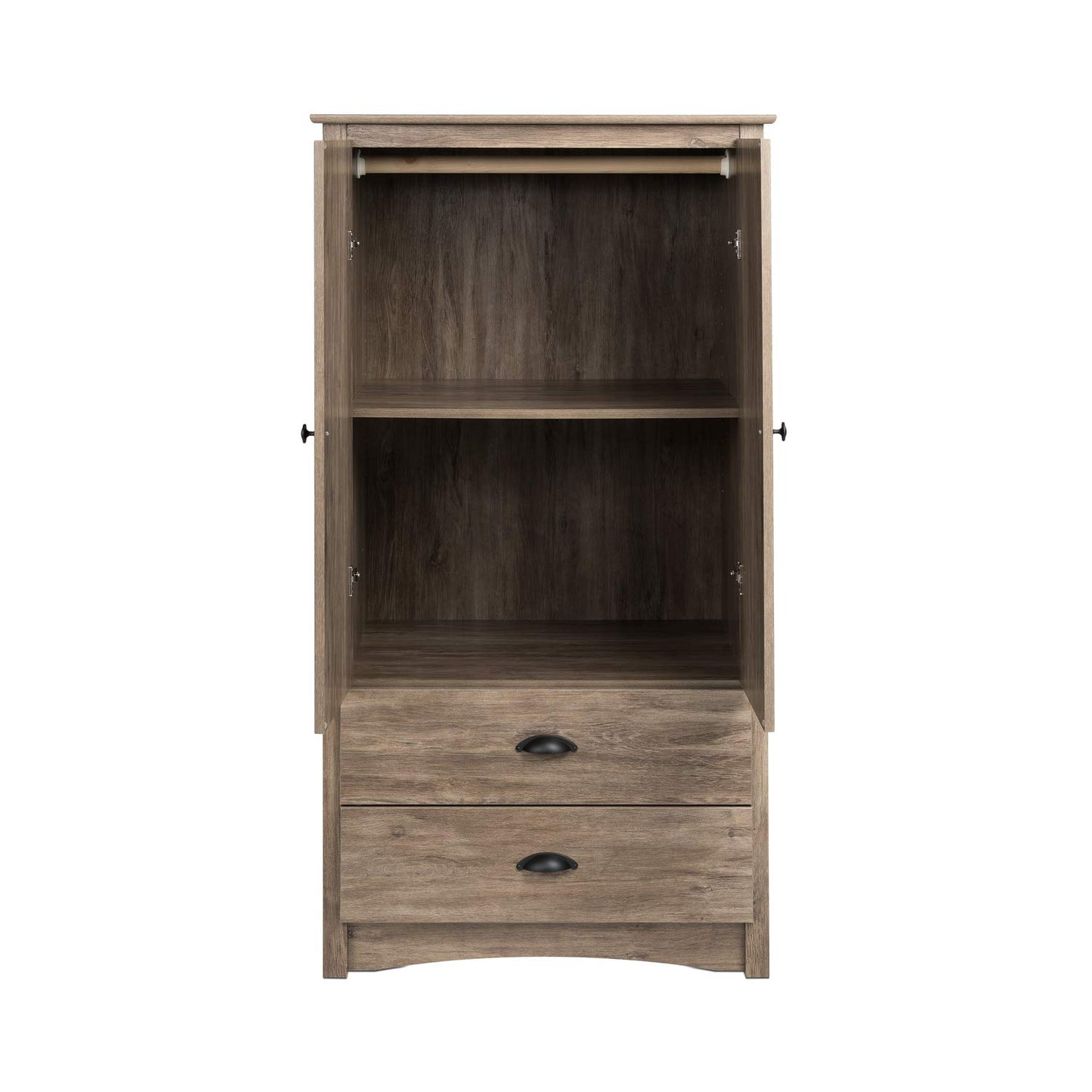 Prepac Salt Spring Rustic Wardrobe Closet with Drawers and 2 Doors, Farmhouse Armoire Portable Closet 22" D x 31.5" W x 58.75" H, Drifted Gray, DDC-3359-K - WoodArtSupply