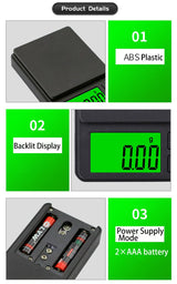 VITSOL Digital Pocket Scale 1000g x 0.01g Weigh Gram Scale, Mini Scale, Digital Grams Scale, Food Scale, Jewelry Scale, Kitchen Scale with Backlit LCD, 7 Units Tare, Battery Included, Black VITSOL