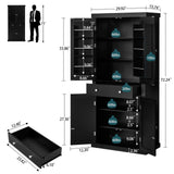 usikey 72” Kitchen Pantry Cabinet, Tall Storage Cabinet with 4 Doors and 1 Drawer, Freestanding Cupboard with 6 Hanging Shelves and Adjustable usikey