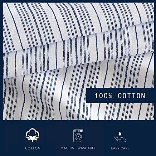 Nautica - Full Fitted Sheet, Cotton Percale Bedding, Casual Home Decor (Beaux Stripe Blue, Full) Nautica