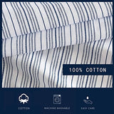 Nautica - Full Fitted Sheet, Cotton Percale Bedding, Casual Home Decor (Beaux Stripe Blue, Full) Nautica
