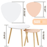 BAMEOS Bamboo Nesting Triangle End Table,Set of 2 Coffee Table Modern Minimalist Side Table for Living Room (White & Pink) BAMEOS