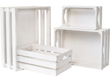 MACVAD Set of 4 Large Wooden Crates Decorative, Whitewashed Nesting Wooden Crates for Display Rustic, Farmhouse Wooden Storage Container Boxes Made from 100% Wood MACVAD