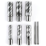 OSCARBIDE Annular Cutter Set 8 Pieces, 3/4"Weldon Shank,2"Cutting Depth,(9/16,11/16,13/16,15/16,1,1-1/16) inch Cutting Diameter,Mag Drill Bits for Magnetic Drill Press with 2pcs Pilot Pins OSCARBIDE