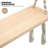 MoNiBloom Wooden Swing with Tassels, Outdoor Swing Seat for Adults with 350 lbs Capacity, Backyard Adjustable Rope Swing for Tree, Indoor/Outdoor Hanging Wood Swing Sets for Patio Garden Playground MoNiBloom