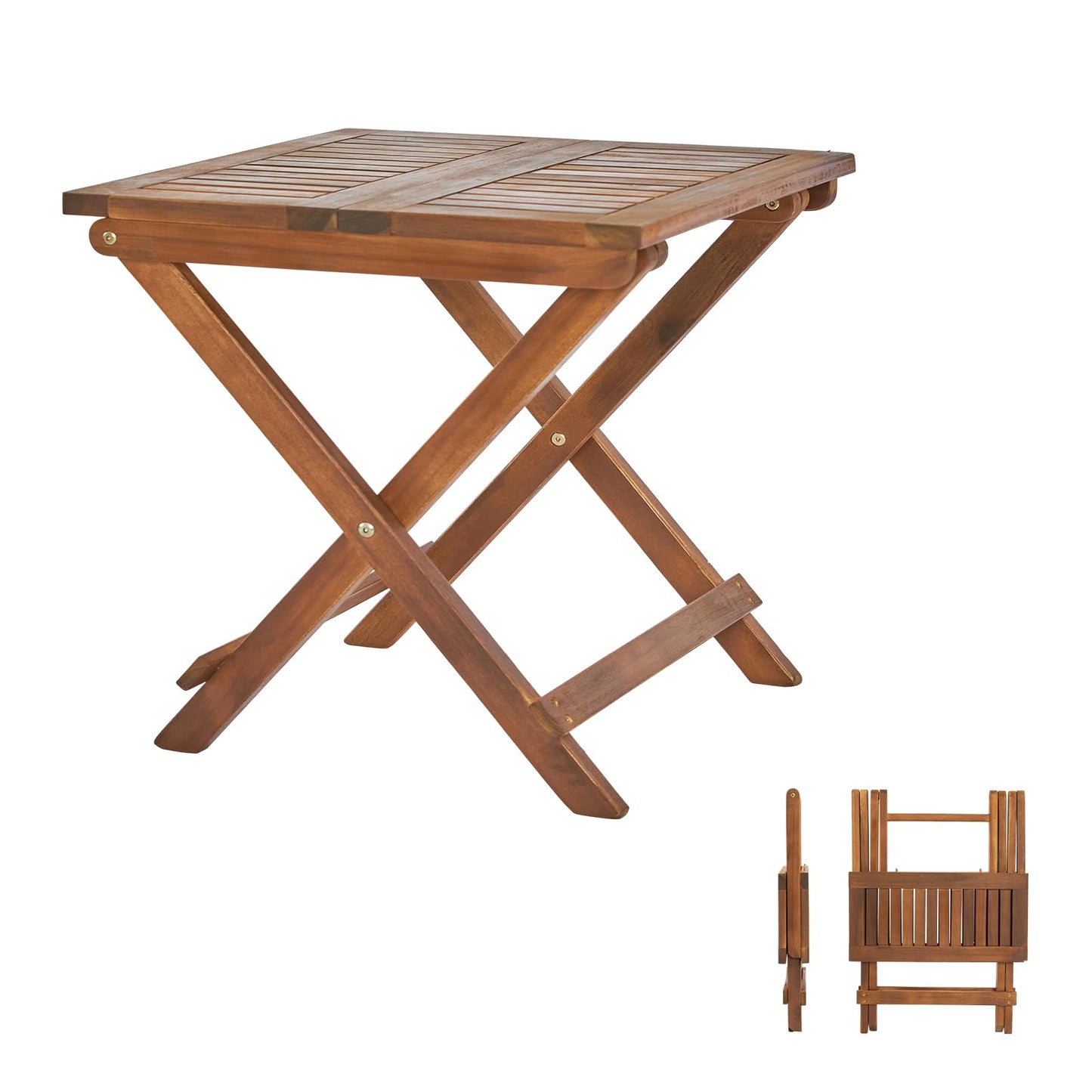 VINGLI FSC Acacia Wooden Folding Table for Ourdoor, Foldable Wood Side Table for Patio Small Place, Portable Side Table for Outside Porch Yard Camping, 18in, Square - WoodArtSupply