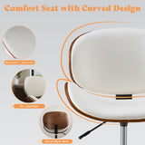 AMERLIFE Home Office Chair Set of 2, PU Leather Desk Chair, Modern Swivel Chair with Curved Back, Armless Desk Chair with Wheels for Home Office, White AMERLIFE