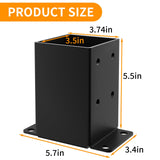 AOSTD 4x4 Post Base 4 Pcs- Inner Size 3.5x3.5 Inch Wood Fence Post Anchor - 13 Gauge Heavy Duty Solid Steel Black Powder-Coated Railing Post Brackets for Support Deck, Pergola - Includes Screws AOSTD