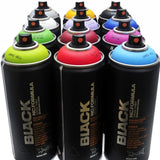 Montana Black 400ml Popular Colors Set of 12 Graffiti Street Art Mural Spray Paint Montana Black