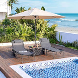 Yaheetech 5 Position Folding Tanning Chair, Outdoor Chaise Lounge Chair with Pad for Beach Patio Poolside Lawn(Gray)