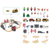 Giant bean 72PCS Wooden Train Tracks & Trains, Gift Packed Toy Railway Kits for Kids, Toddler Boys and Girls 3,4,5 Years Old and Up Giant bean