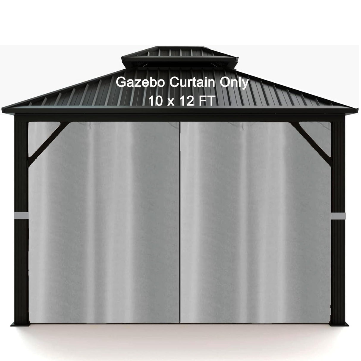 DURCOVER Gazebo Curtains 10x12ft,Privacy Replacement Sidewall 4-Panel Universal Shade Curtains Set,Protecting Side Walls (Only Curtain)-Silver DURCOVER