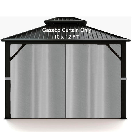DURCOVER Gazebo Curtains 10x12ft,Privacy Replacement Sidewall 4-Panel Universal Shade Curtains Set,Protecting Side Walls (Only Curtain)-Silver DURCOVER