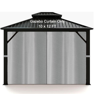 DURCOVER Gazebo Curtains 10x12ft,Privacy Replacement Sidewall 4-Panel Universal Shade Curtains Set,Protecting Side Walls (Only Curtain)-Silver