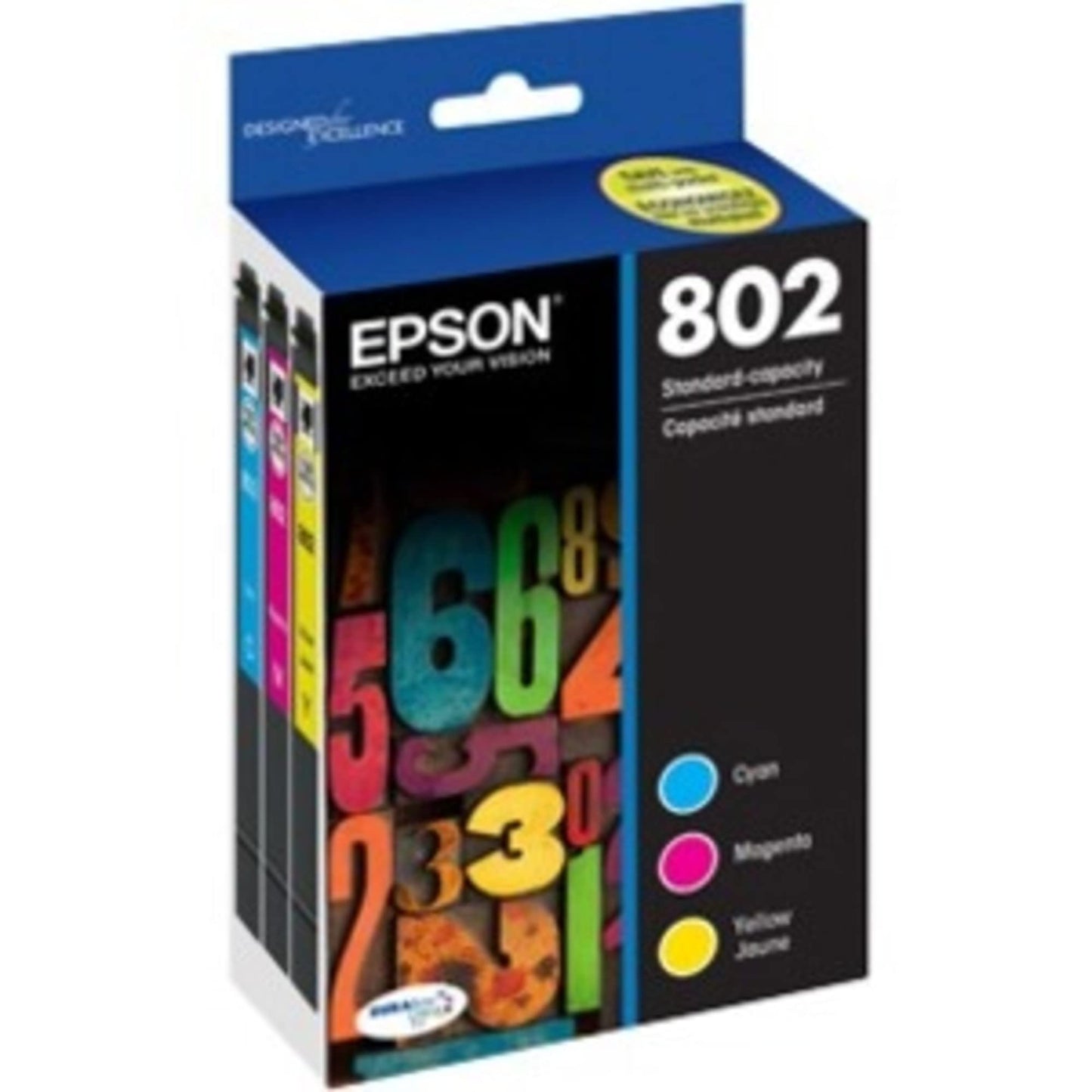 EPSON 802 DURABrite Ultra Ink Standard Capacity Color Combo Pack (T802520-S) Works with WorkForce Pro WF-4720, WF-4730, WF-4734, WF-4740