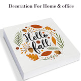 Fall Decor Autumn Leaves Wood Sign Hello Fall Decorations Farmhouse Home Table Desk Decor (5 x 5 Inches) Zauly