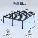 HAVONIZD Full Bed Frame with LED Lights & Charging Station - 18 Inch Heavy Duty Metal Platform Bed Frame No Box Spring Needed, Easy Assembly, No Noise HAVONIZD