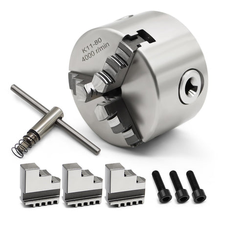 Yunnergo K11-80 Self Centering 3 Inch Lathe Chuck 4000 r/min 3 Jaw Comes with a Set Jaw Yunnergo