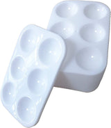 24 Pieces White Paint Plastic Palettes 6 Well Rectangular Watercolor Oil Palette Painting Tray Artist Craft Palettes Mooerca