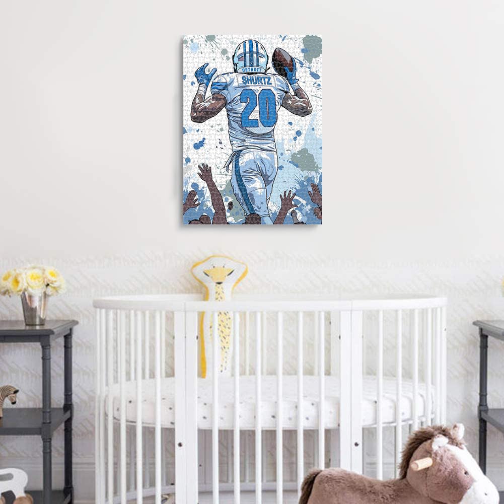 Becapeo Wooden Jigsaw Puzzles for Adults - Custom Name and Number on (Detroit) Football Player Back - 300 500 1000PCS Puzzles Game Becapeo