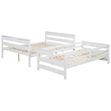 Harper & Bright Designs Detachable Design Twin XL Over Queen Bunk Bed with Ladder,Wood Twin-Over-Queen Bunk Bed Frame with Guardrail,Separated into 2 Beds(White) Harper & Bright Designs
