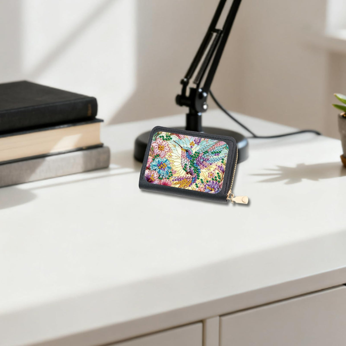 JISHSHAY Diamond Painting Credit Card Holder Hummingbird Diamond Art Credit Card Wallet Bird Gem Art Wallet Gem Painting Coin Purse Mosaic Kits for Adults Billfold Animal Embroidery Kit Billfold JISHSHAY