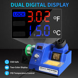 TOAUTO DS90 Soldering Station-°F & °C Dual Digital Display Soldering Iron Station Kit,90W Soldering Iron,302℉- 842℉ Temperature, Anti-Static & Grounding Wire, Auto Standby & Sleep,5 Solder Tips, Blue TOAUTO