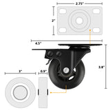 Apllamo 3" Casters Set of 4 ，4 Heavy Duty Quiet Casters, Max Load 2000LBS. Suitable to do Soft Wheels for cart, Glide Quietly and Protect The Floor, casters Set of 4 Heavy Duty. Apllamo