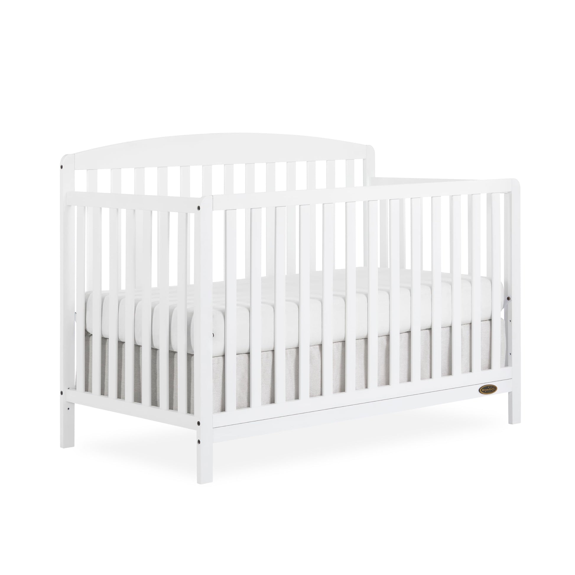 Dream On Me JPMA & Greenguard Gold Certified Odelle 5 in 1 Convertible Crib in White, Built of Sustainable Pinewood, 3 Mattress Height Settings, Non-Toxic Water-Based Paint Finish - WoodArtSupply