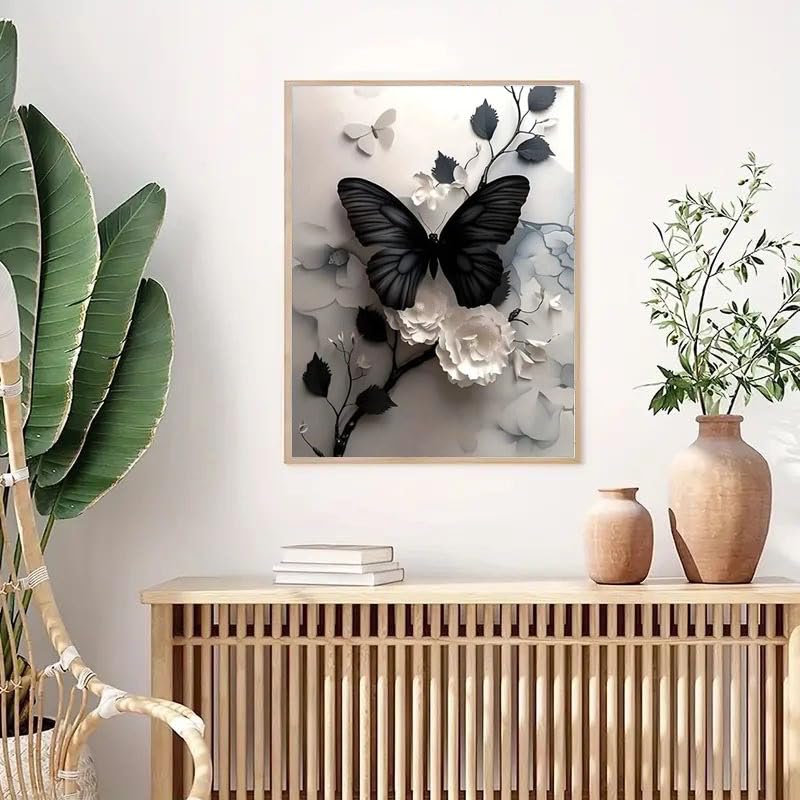 ZHUDENGXJL Butterfly Flower Diamond Art Kits for Adults,5D Full Round Drill Diamond Painting Kits for Beginners,DIY Diamond Dots Paintings Picture Arts Craft for Adults,Home Wall Decor 12 X 16Inch ZHUDENGXJL