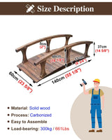 ZIMGOD Outside Curved Pond Bridges with Side Rails, Japanese Garden Bridge Decor for Yard Deck Patio, Classic Footbridge Pathway, Wooden Walkway Bridge ZIMGOD