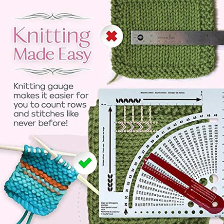 Knitting Gauge Converter Tool Knitting Counter Calculator Density Ruler for Knitting Works Crafts DOSEA