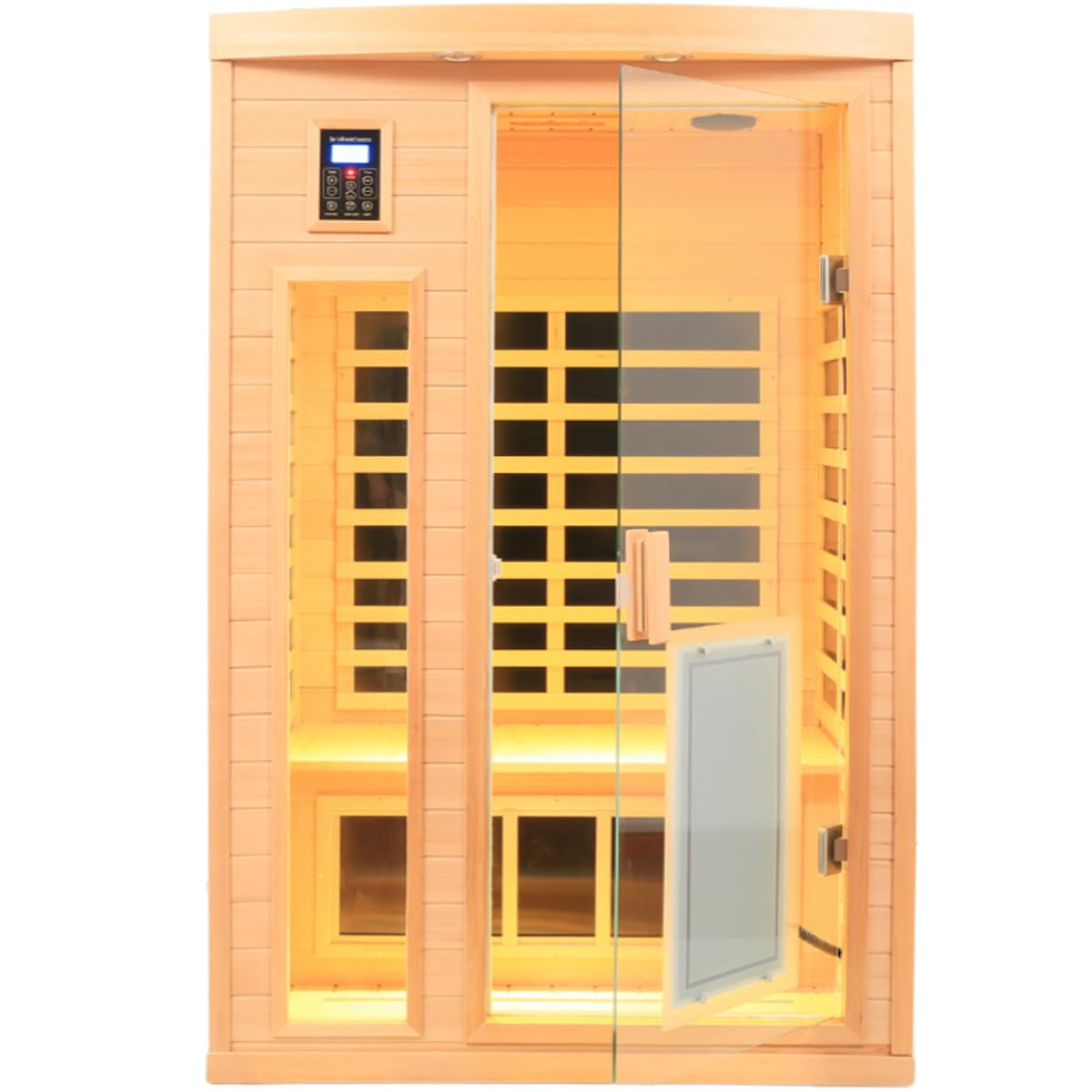 LTCCDSS 2 Person Low EMF Infrared Sauna, Hemlock Wooden Far Infrared Sauna for Home, with Bluetooth Speakers, LED Reading Lamp and Chromotherapy Lamp Indoor Sauna Room