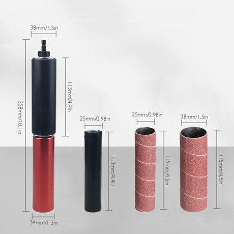 Spindle Sander Adapter, Aluminum Alloy Drill Sanding Mandrel Kit for Wood Metal, Universal Size, Easy to Install, with Rubber Sanding Drum Kit and Asixxsix