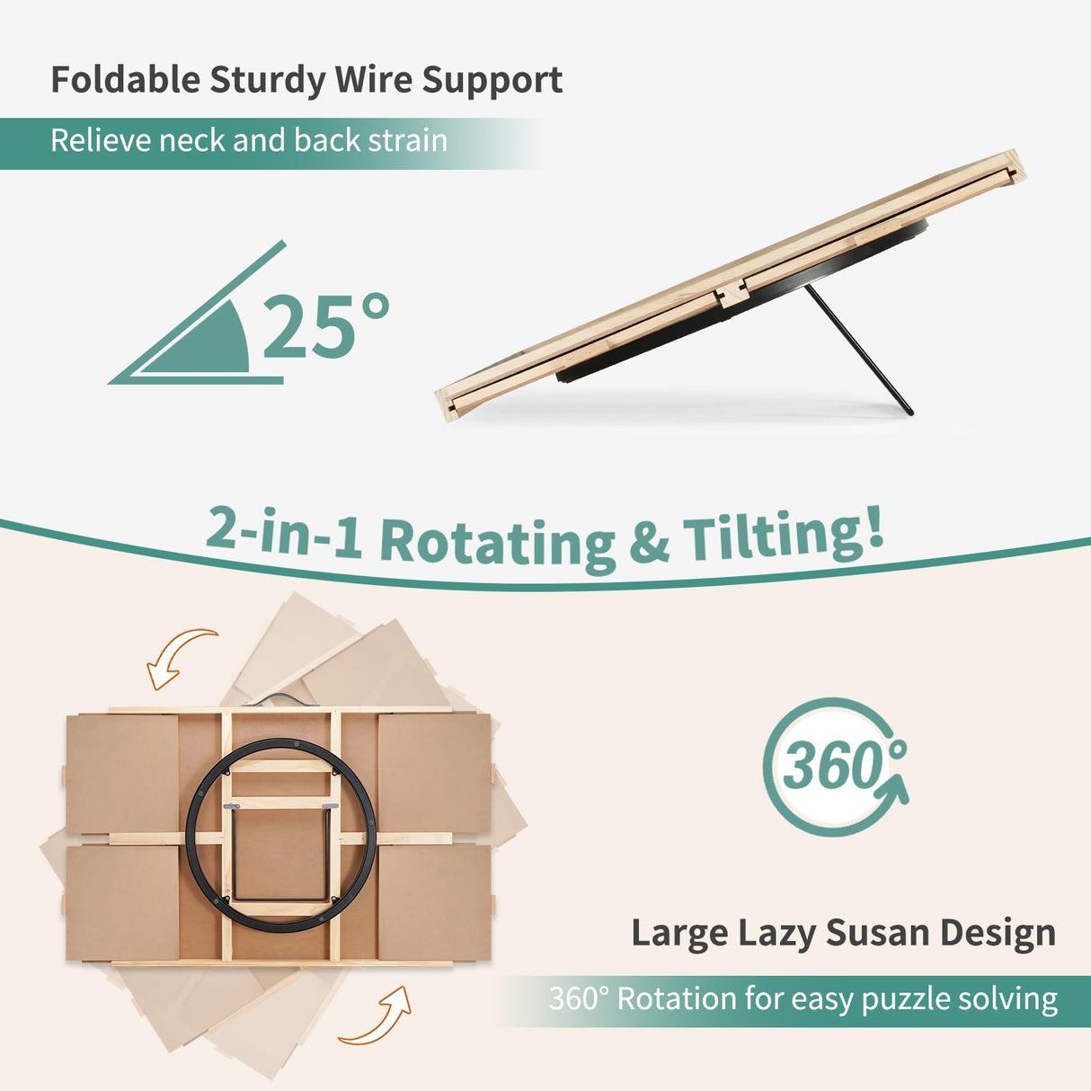 DIKASHI 1500 Pieces Tilting & Rotating Puzzle Board, 34.25" × 25.2", Portable Jigsaw Puzzle Table for Adults with 4 Drawers & Protective Cover, Ideal Gift for Mum DIKASHI