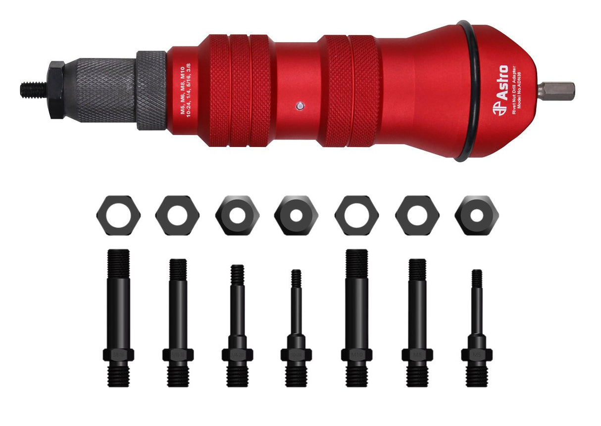 Astro Pneumatic Tool ADN38 XL Rivet Nut Drill Adapter Kit - 3/8" Capacity Astro Pneumatic Tool