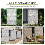 Heavy-Duty Outdoor Privacy Screen for Patio, Balcony, Backyard - 72" H * 44" W Metal Room Divider with Modern Geometric Pattern, Anti-Tipping Kit, Weather Resistant, Easy Assembly (White-SJX) QINPTWUT