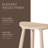 Maven Lane Luna 26 Inch Tall Counter Height Backless Modern Dining Barstool in Rustic Light Oak Wood Finish with Narrow Saddle Seat, Set of 2 Maven Lane