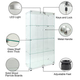 Yoluckea Glass Cabinet with LED Light, 4 Shelves Glass Display Cabinet w/2 Doors,Floor Standing Clear Glass Curio Cabinet Collection Display Cabinet for Living Room Bedroom 64.7” x 31.7” x 14.3” White Yoluckea