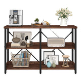 BON AUGURE Rustic Oak 3-Tier Console Table with Shelves - Versatile Entryway and Sofa Table for Living Room BON AUGURE