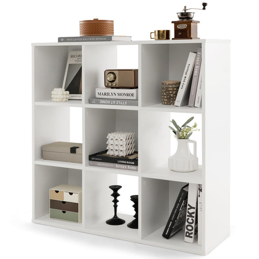 Tangkula Modern 9-Cube Wooden Bookshelf with Anti-Tipping Kits - Stylish Open Storage for Living Spaces - WoodArtSupply